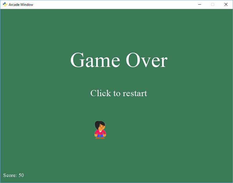 Starting the game please. Game over restart. Game over Screen best score.